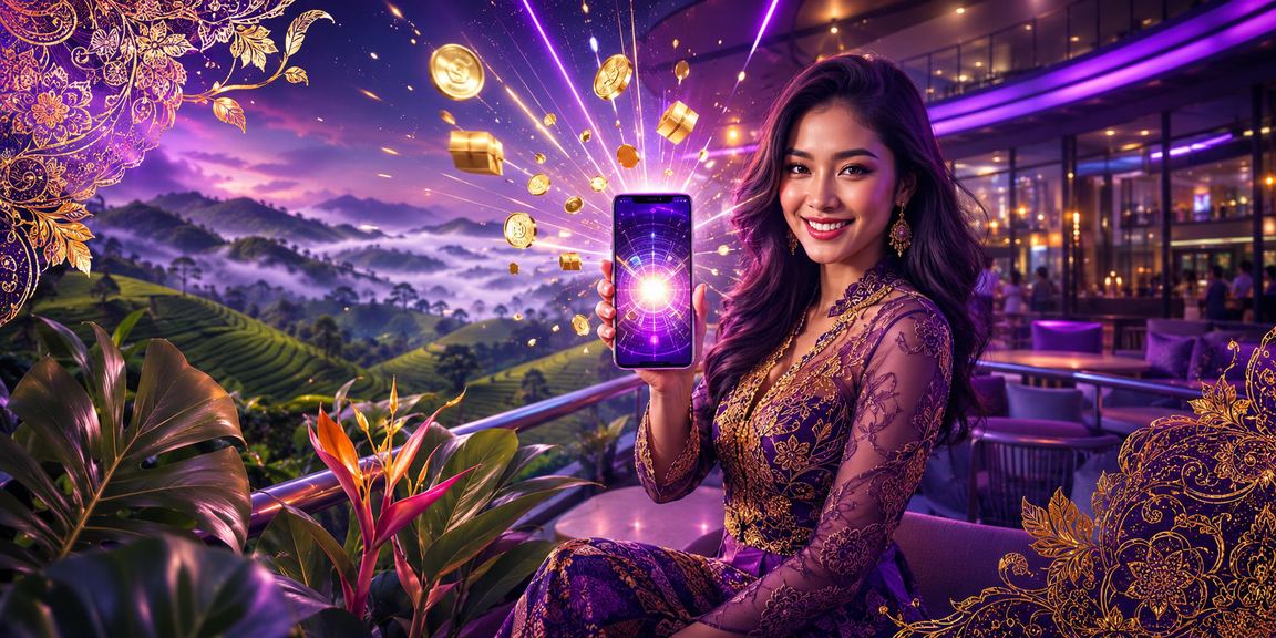 Antara muka aplikasi kasino 320d dengan latar belakang batik Malaysia